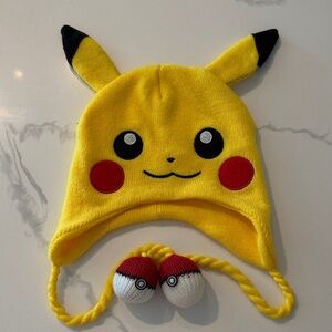 Pokemon Pikachu Yellow Hat with Black and Red Accents